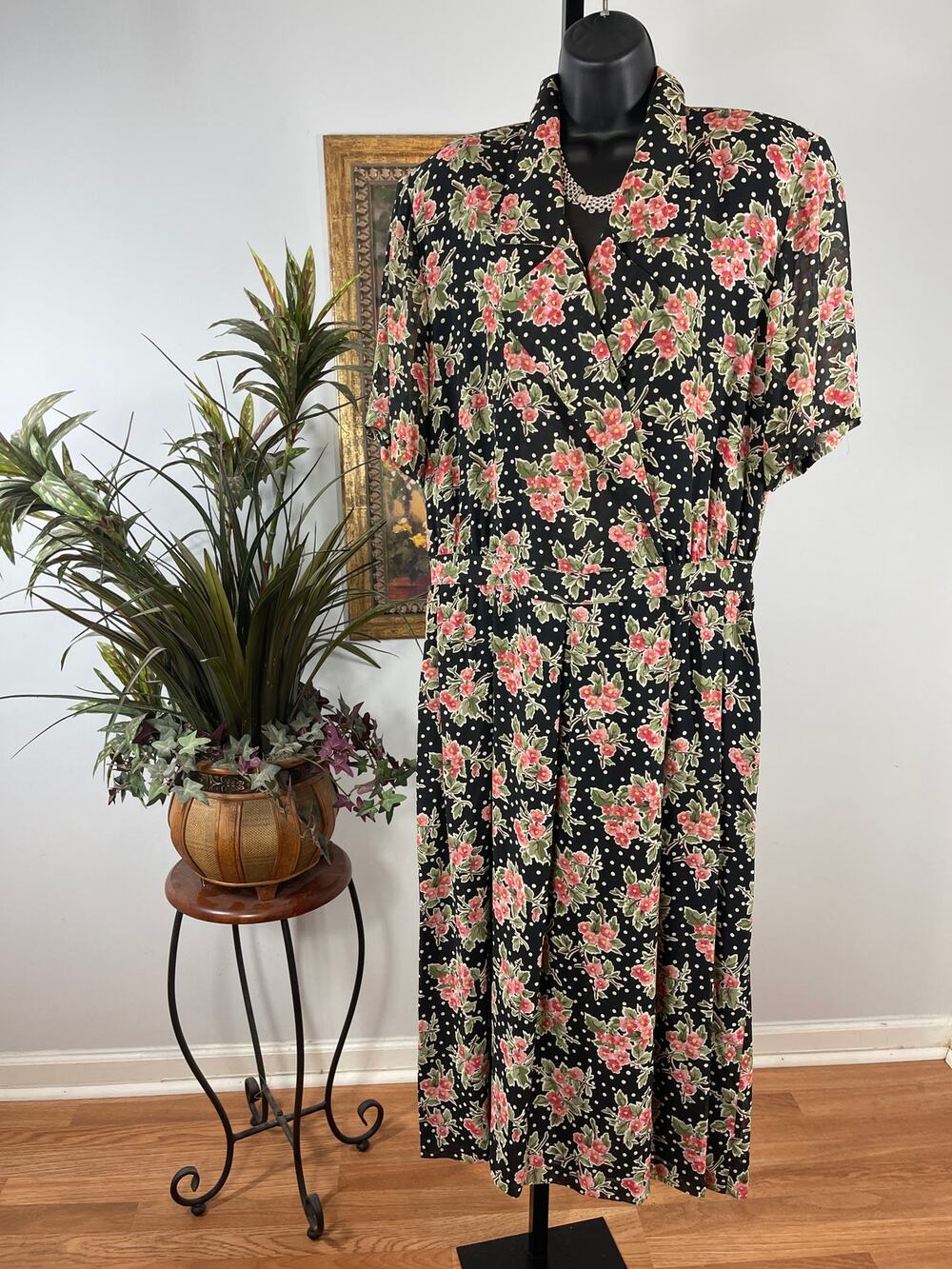 Elisabeth A Liz Claiborne CO Maxi‎ Dress 14 Multi Floral Whimsigoth Grandmacore
